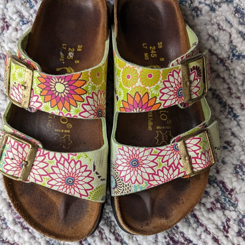 Vintage Birkenstock papillo multi-colored Arizona 38 narrow